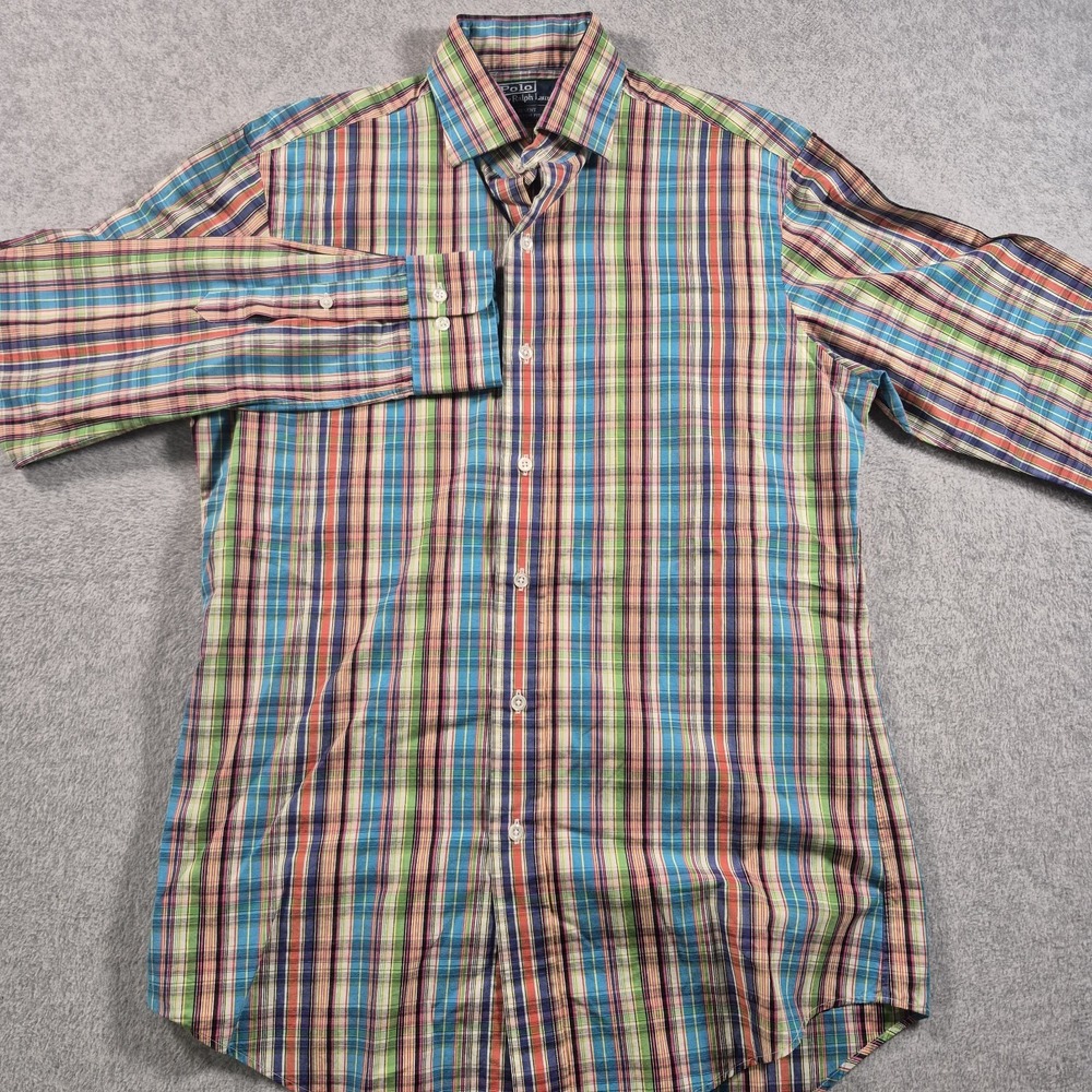 Polo Ralph Lauren Men's L/S Regent Custom Fit Cotton Plaid Shirt Size Medium - Picture 2 of 6